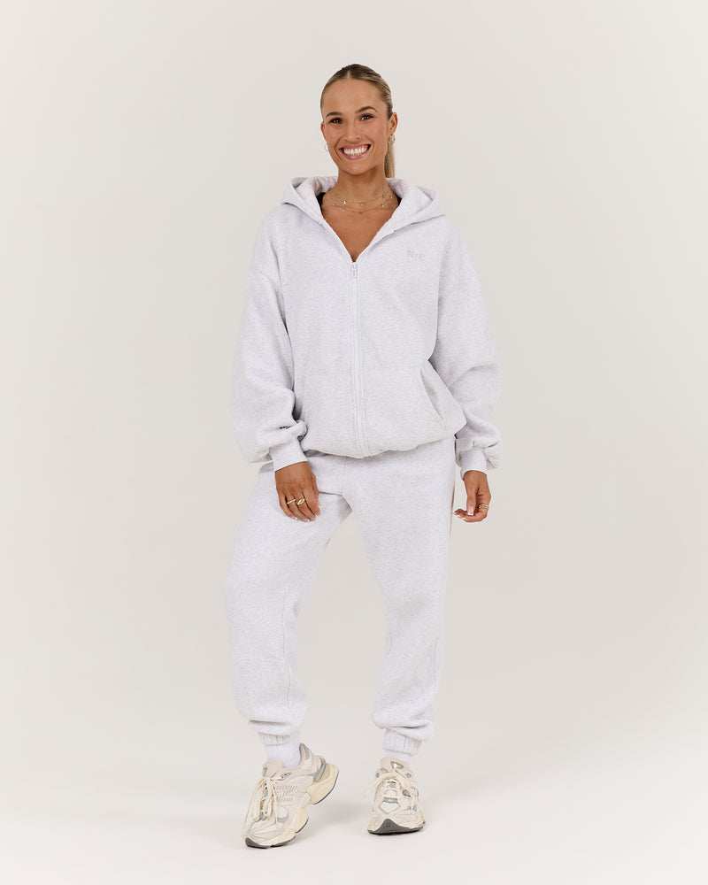 RR X MSCR OVERSIZED ZIP UP HOODIE - SNOW GREY