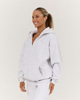 RR X MSCR OVERSIZED ZIP UP HOODIE - SNOW GREY