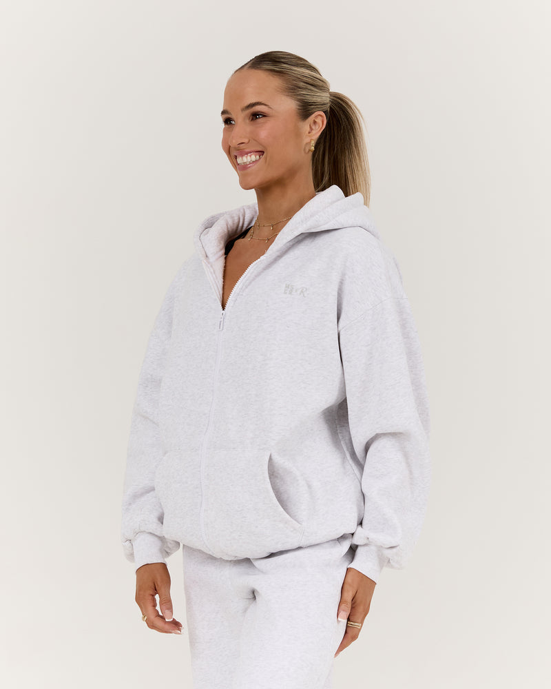 RR X MSCR OVERSIZED ZIP UP HOODIE - SNOW GREY
