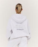 RR X MSCR OVERSIZED ZIP UP HOODIE - SNOW GREY