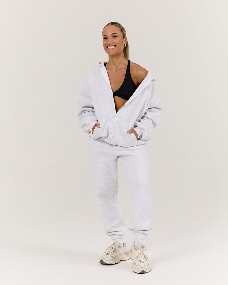 RR X MSCR OVERSIZED ZIP UP HOODIE - SNOW GREY