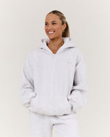 RR X MSCR OVERSIZED ZIP UP HOODIE - SNOW GREY