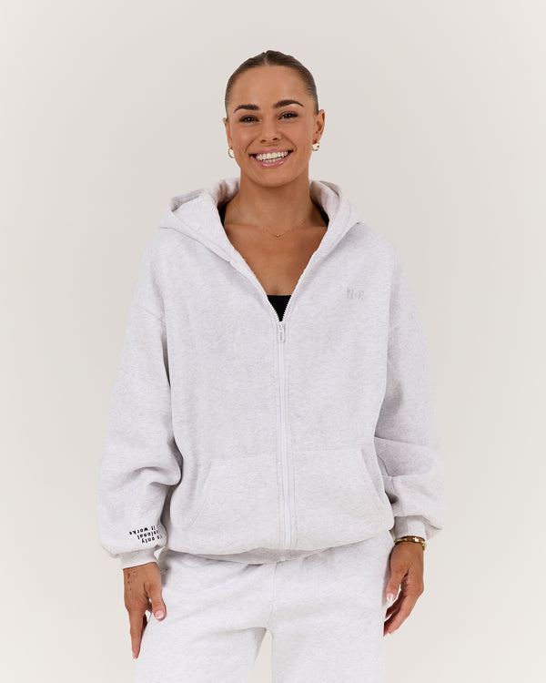 RR X MSCR OVERSIZED ZIP UP HOODIE - SNOW GREY