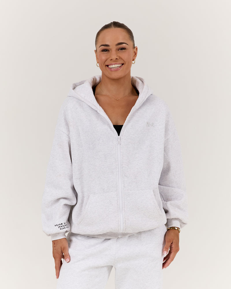 RR X MSCR OVERSIZED ZIP UP HOODIE - SNOW GREY