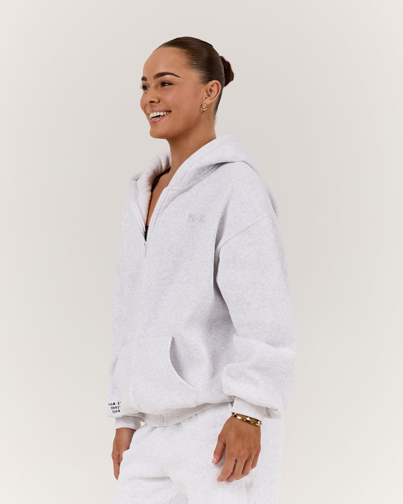RR X MSCR OVERSIZED ZIP UP HOODIE - SNOW GREY