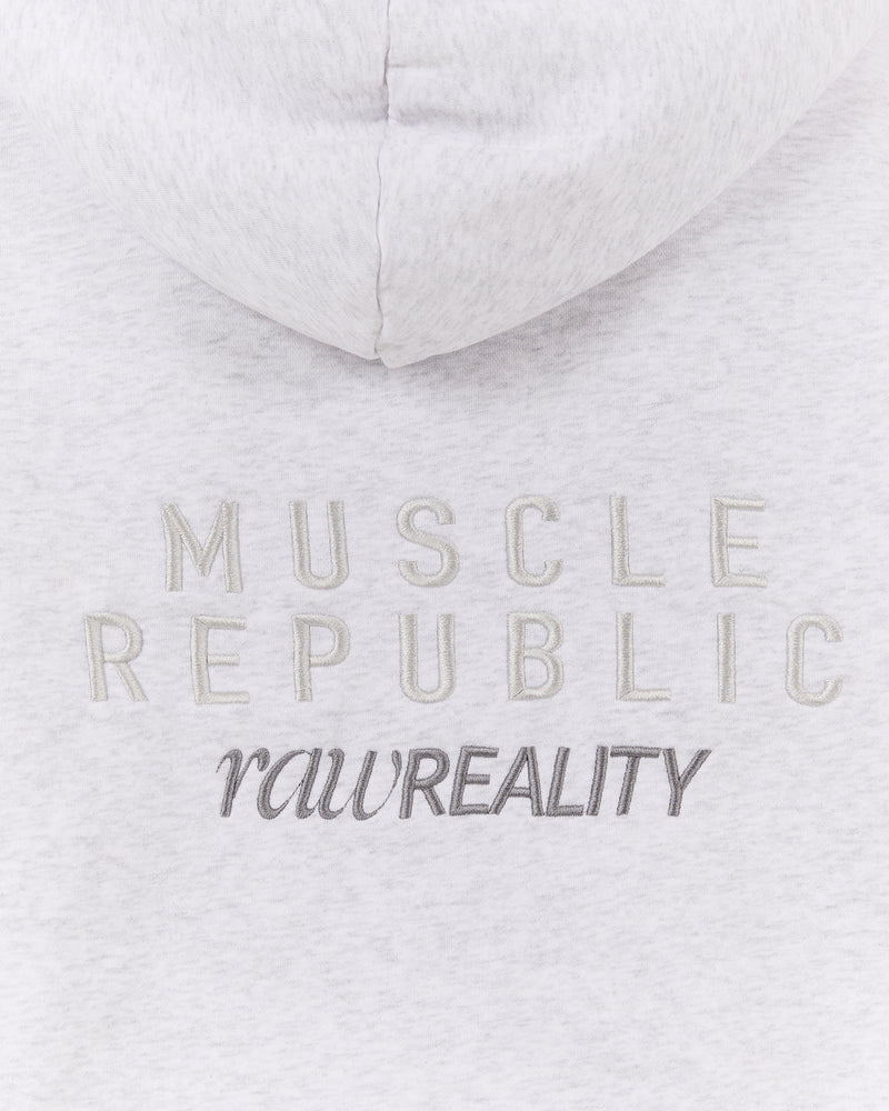 RR X MSCR OVERSIZED ZIP UP HOODIE - SNOW GREY