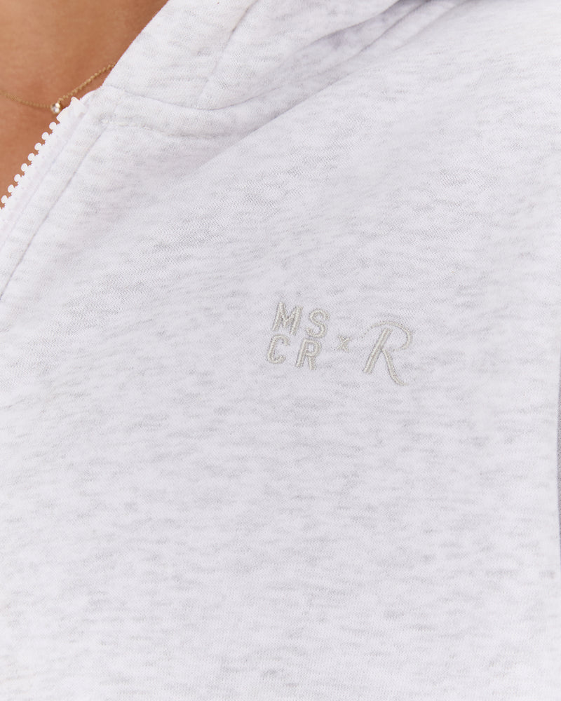 RR X MSCR OVERSIZED ZIP UP HOODIE - SNOW GREY