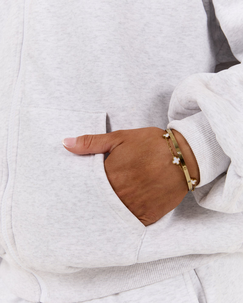 RR X MSCR OVERSIZED ZIP UP HOODIE - SNOW GREY