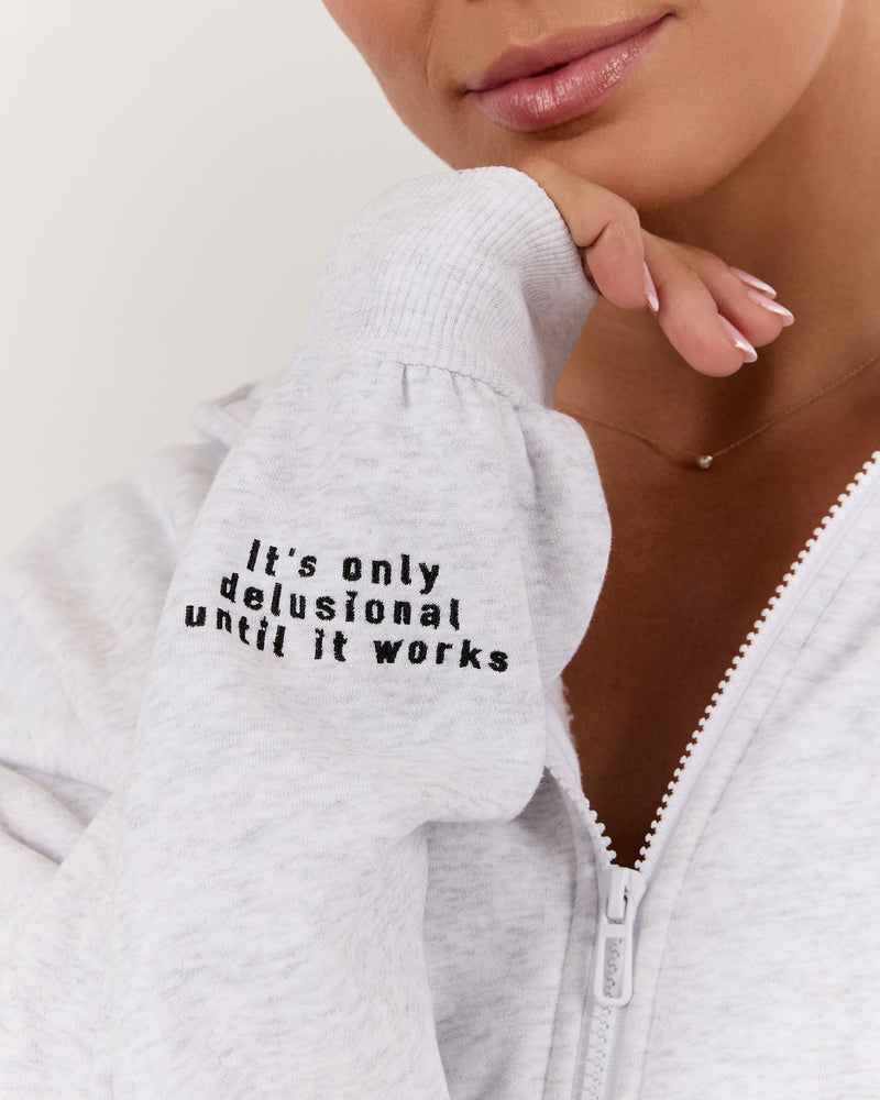 RR X MSCR OVERSIZED ZIP UP HOODIE - SNOW GREY