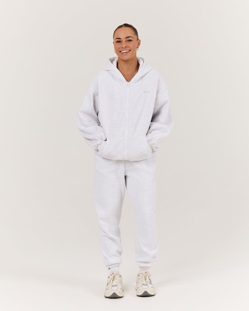 RR X MSCR OVERSIZED ZIP UP HOODIE - SNOW GREY