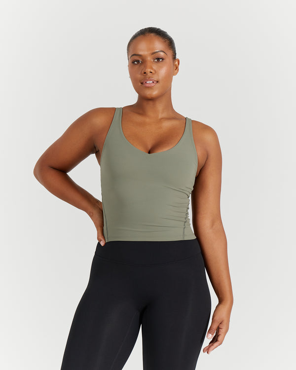 LUXE BROOKE LONGLINE TOP - OLIVE