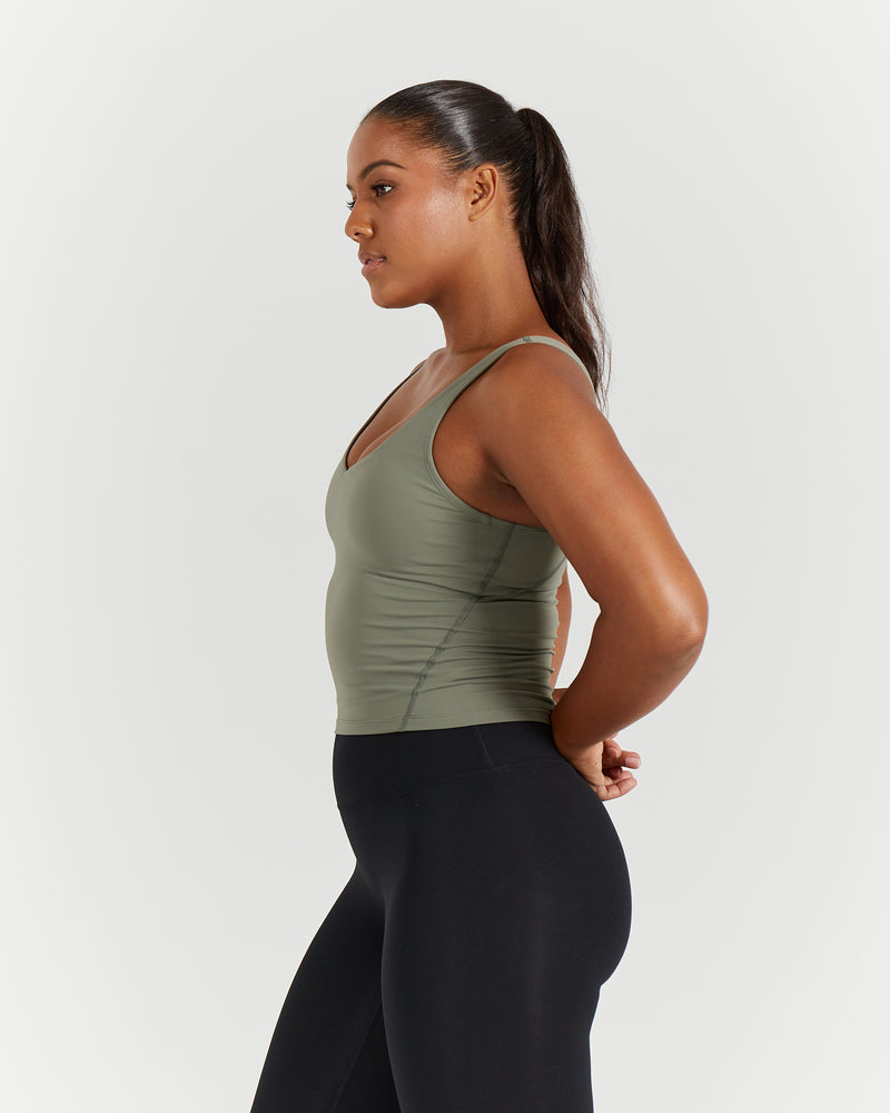 LUXE BROOKE LONGLINE TOP - OLIVE