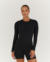 PERRY LONG SLEEVE TOP - BLACK