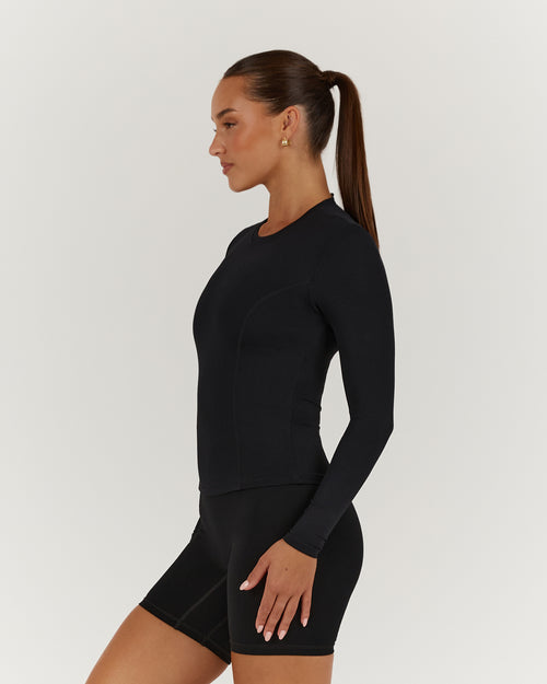 PERRY LONG SLEEVE TOP - BLACK