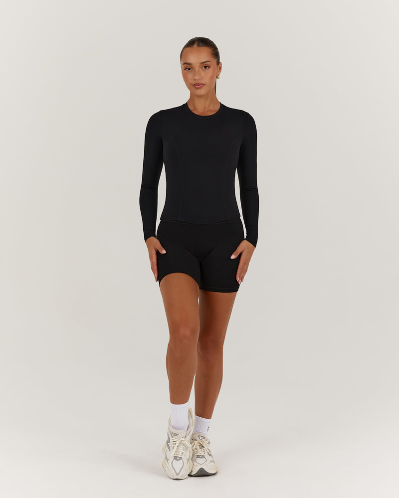 PERRY LONG SLEEVE TOP - BLACK