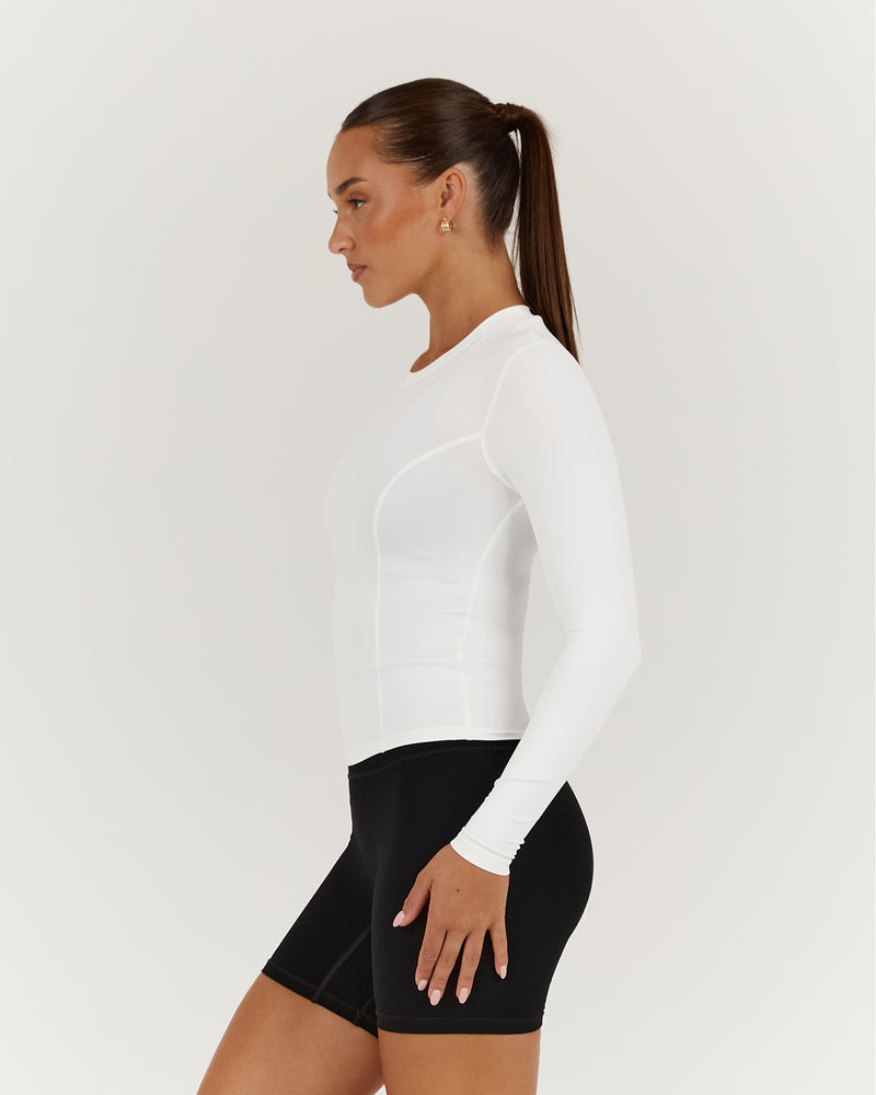 PERRY LONG SLEEVE TOP - WHITE