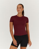 PERRY SHORT SLEEVE TOP - BERRY