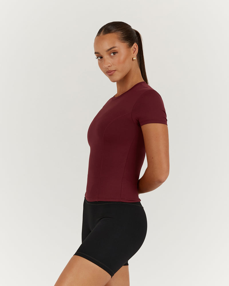 PERRY SHORT SLEEVE TOP - BERRY