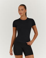 PERRY SHORT SLEEVE TOP - BLACK