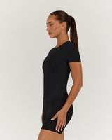 PERRY SHORT SLEEVE TOP - BLACK