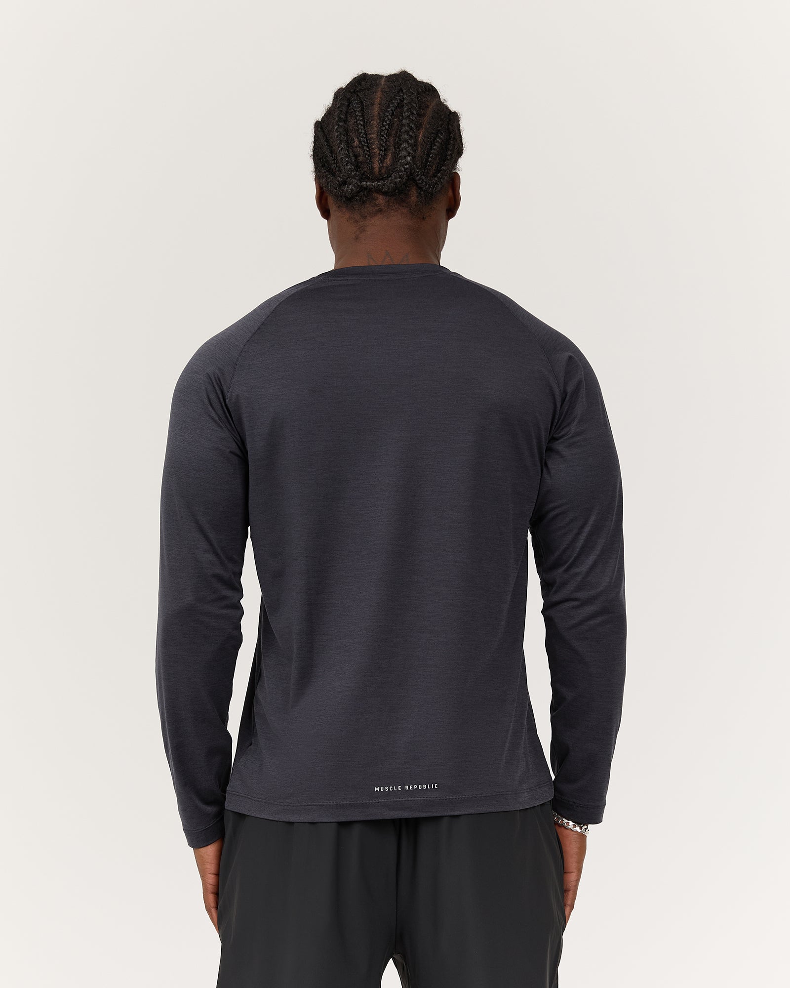 PHOENIX II LONG SLEEVE TEE - MIDNIGHT NAVY MARLE – MUSCLE REPUBLIC