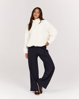 POLAR FLEECE ZIP UP JACKET - IVORY