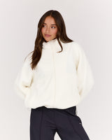 POLAR FLEECE ZIP UP JACKET - IVORY