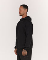 MENS SPACER RELAXED ZIP UP HOODIE - BLACK PRECISION