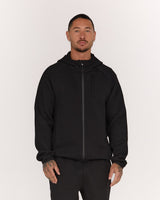 MENS SPACER RELAXED ZIP UP HOODIE - BLACK PRECISION