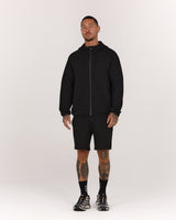 MENS SPACER RELAXED ZIP UP HOODIE - BLACK PRECISION
