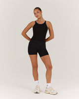 RALLY RIBBED TANK TOP - BLACK