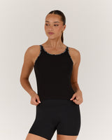 RALLY RIBBED TANK TOP - BLACK