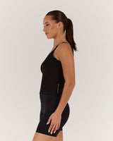 RALLY RIBBED TANK TOP - BLACK