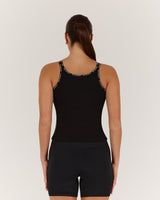 RALLY RIBBED TANK TOP - BLACK