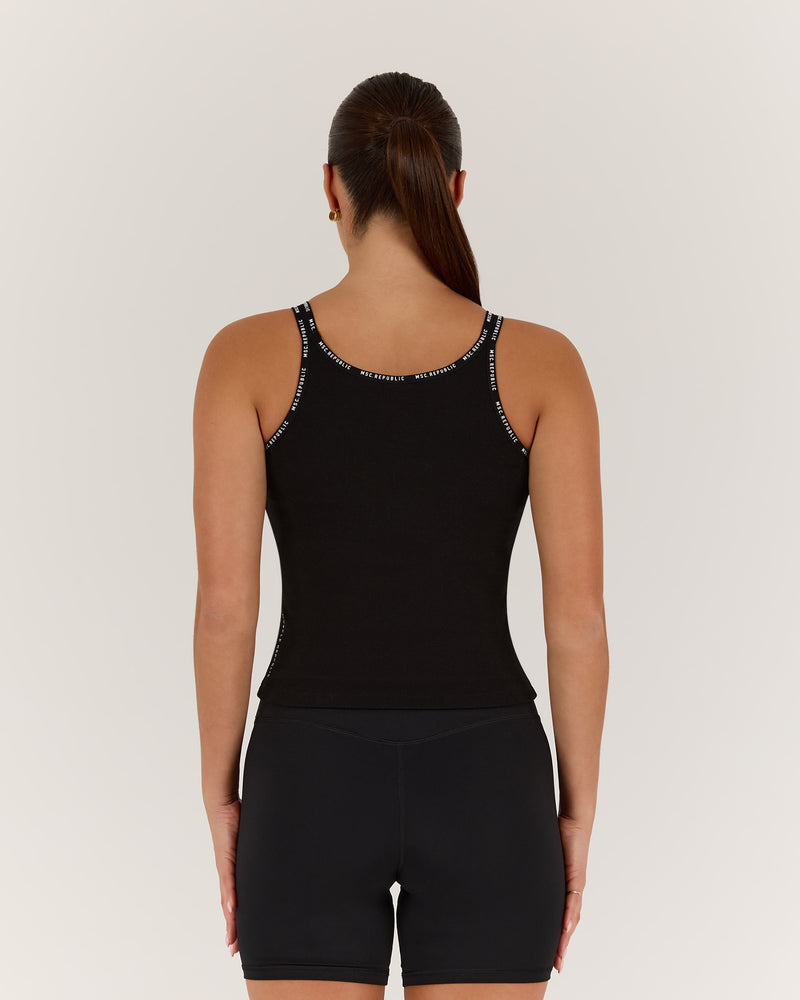 RALLY RIBBED TANK TOP - BLACK