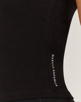 RALLY RIBBED TANK TOP - BLACK