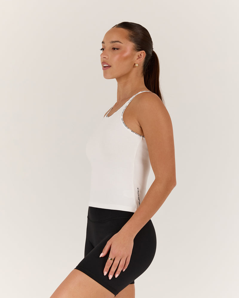 RALLY RIBBED TANK TOP - IVORY