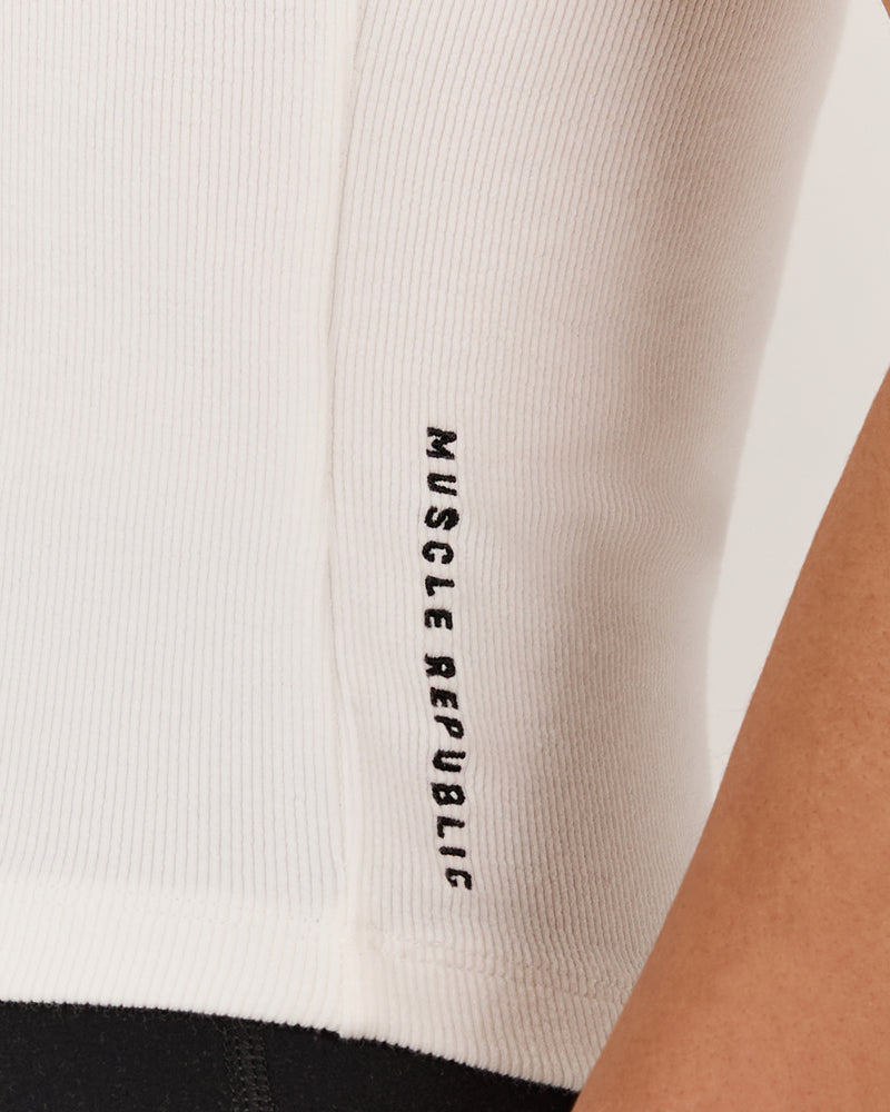 RALLY RIBBED TANK TOP - IVORY