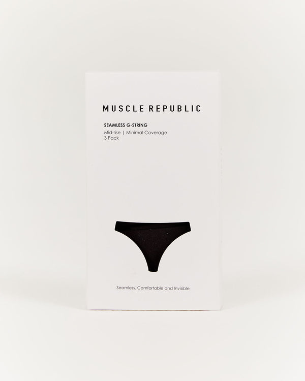 SEAMLESS G STRING 3 PACK - BLACK