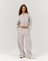 REPUBLIC CROPPED ZIP UP HOODIE - FADED CLAY