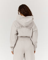 REPUBLIC CROPPED ZIP UP HOODIE - FADED CLAY