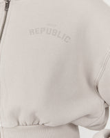 REPUBLIC CROPPED ZIP UP HOODIE - FADED CLAY
