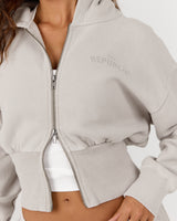 REPUBLIC CROPPED ZIP UP HOODIE - FADED CLAY