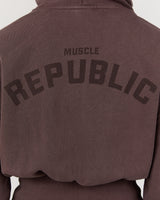 REPUBLIC CROPPED ZIP UP HOODIE - FADED PEPPERCORN