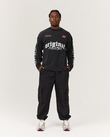 MEN'S OVERSIZED LONG SLEEVE TEE - FADED BLACK RIVAL