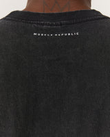 MEN'S OVERSIZED LONG SLEEVE TEE - FADED BLACK RIVAL