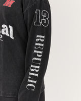 MEN'S OVERSIZED LONG SLEEVE TEE - FADED BLACK RIVAL