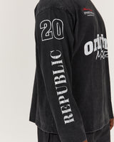 MEN'S OVERSIZED LONG SLEEVE TEE - FADED BLACK RIVAL