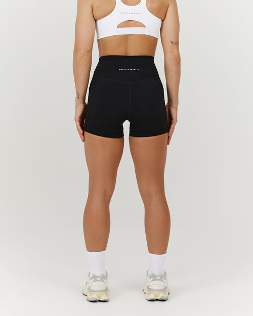 SCULPT POCKET MINI SHORTS - BLACK