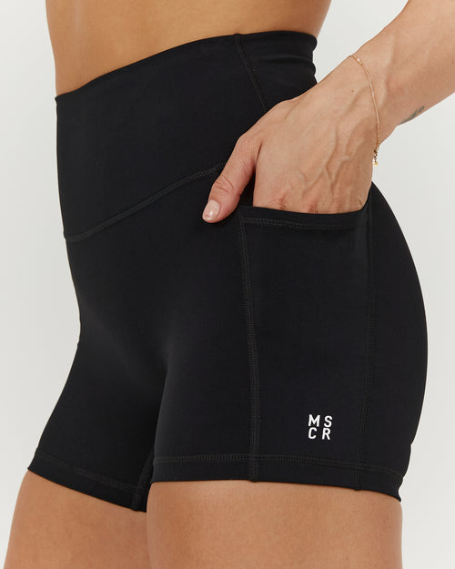 SCULPT POCKET MINI SHORTS - BLACK